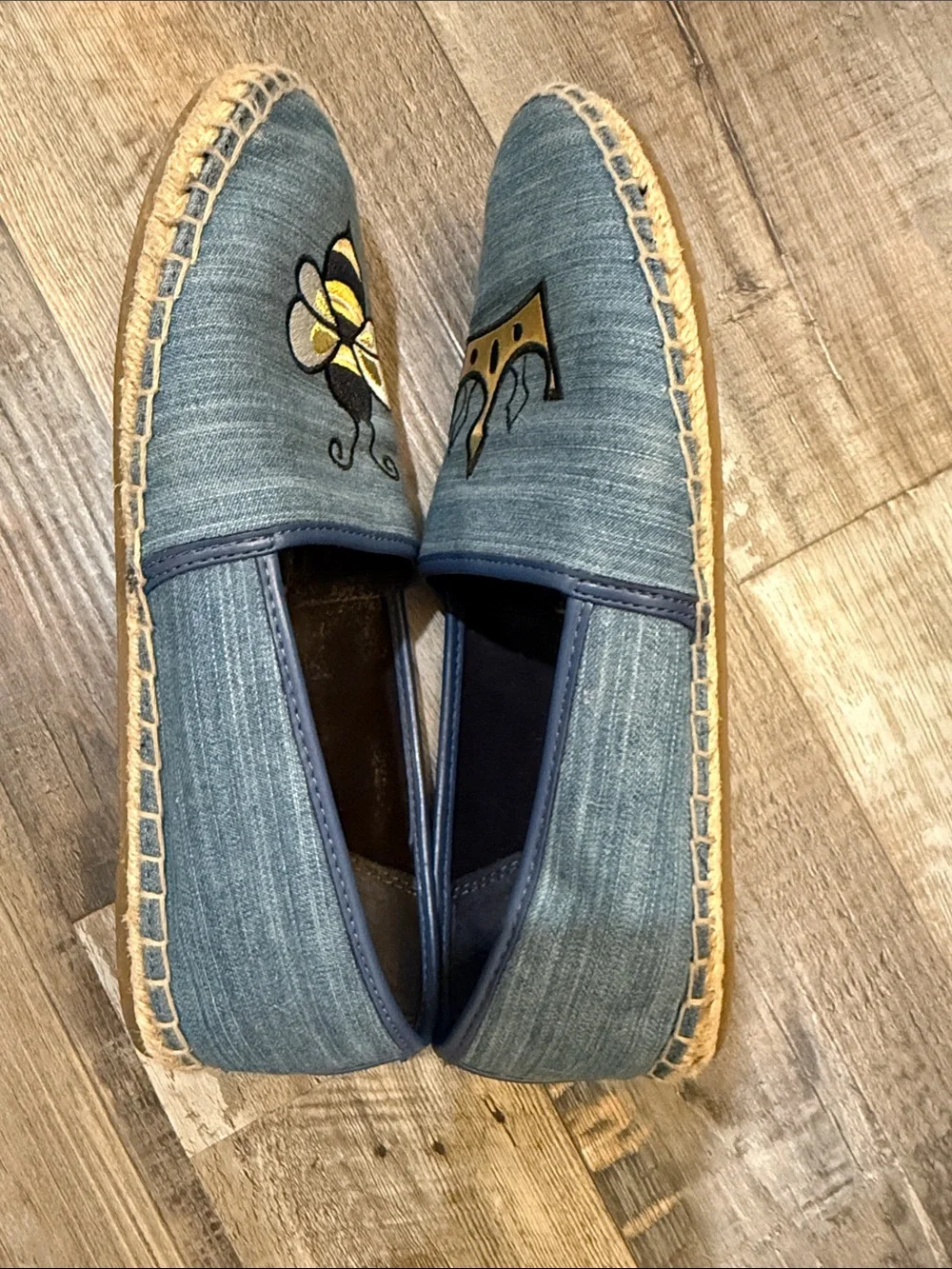 Circus by Sam Edelman Blue Espadrilles with Gold Crown & Bee